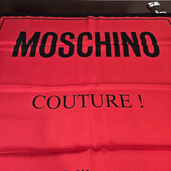 Moschino Couture Logo-Print Silk Scarf - Red - Picture 2 of 6